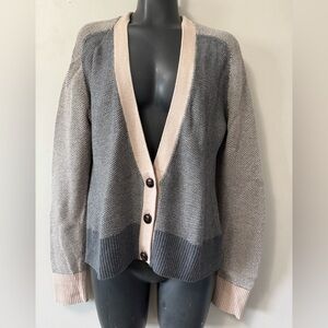 Hobbs UK Women's Gray and Cream Sweater Size 8